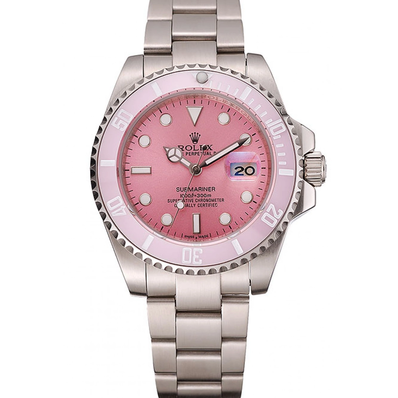 Rolex aaa copy Dial Swiss Bracelet Steel Stainless Rolex 1453980 Pink Bezel Submariner Pink 0702